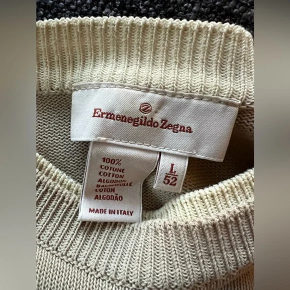 Ermenegildo Zegna 100% Cotton Crewneck Sweater ~ Sz 52 / US L